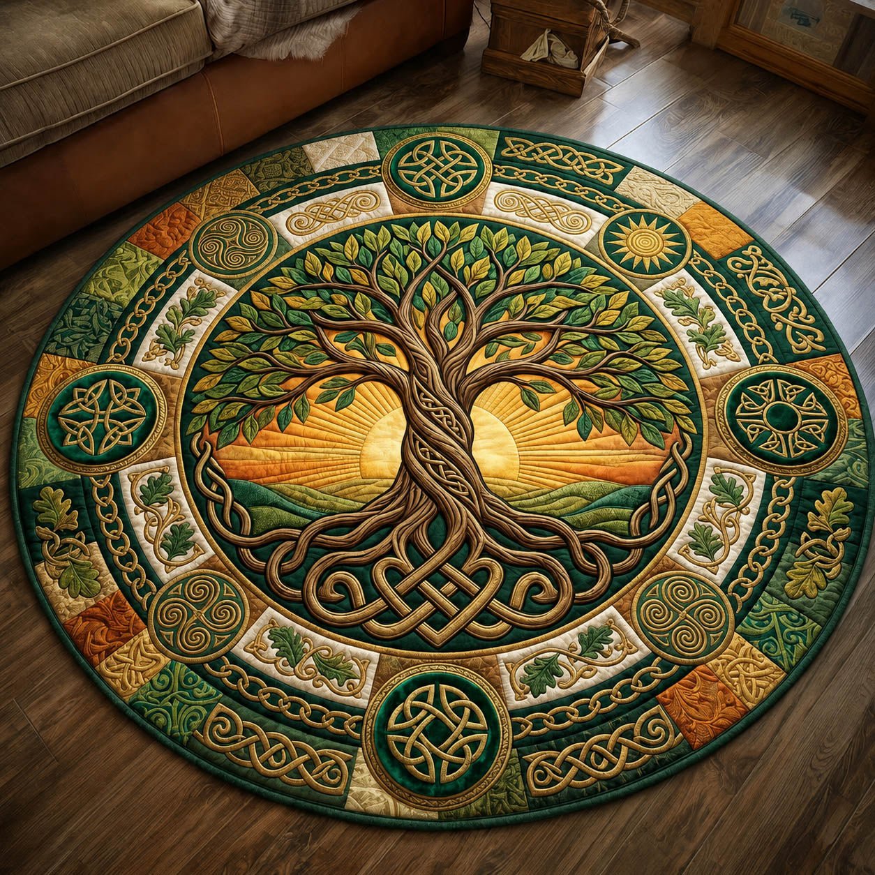 Celtic Tree Of Life Round Mat Rug - Nature Design | Serene Home Decor