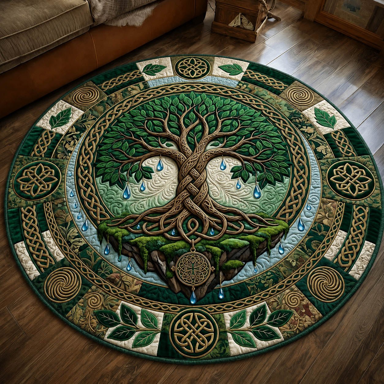 Celtic Tree Of Life Round Mat Rug - Nature Design | Serene Home Decor