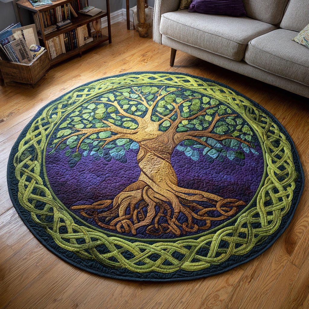 Celtic Tree of Life Round Mat Rug - Nature Design | Serene Home Decor