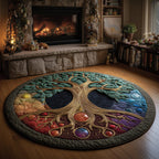 Chakra Rooted Balance Round Mat Rug - washable non-slip printed rug