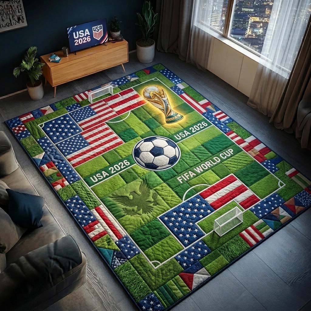 Champion Field area rug in a living room