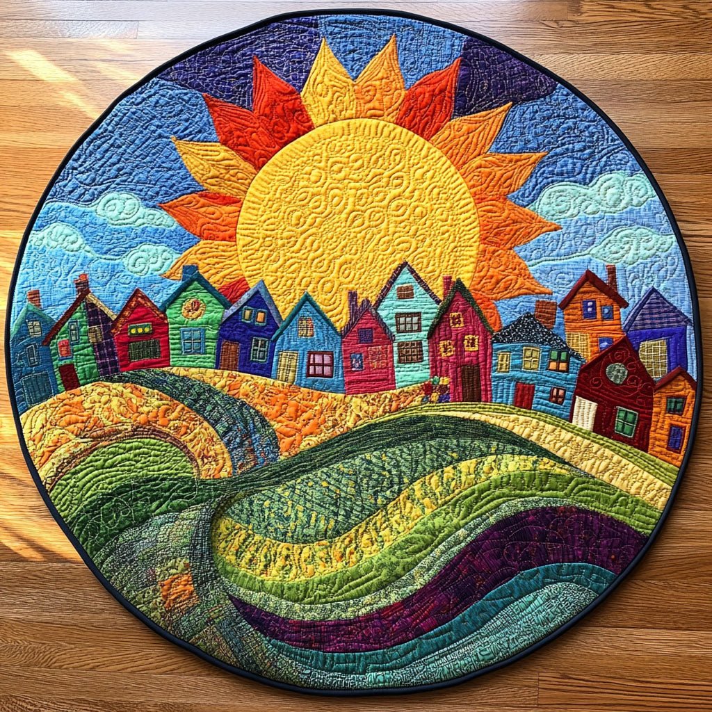 Charmed Hills Round Mat Rug - washable non-slip printed rug