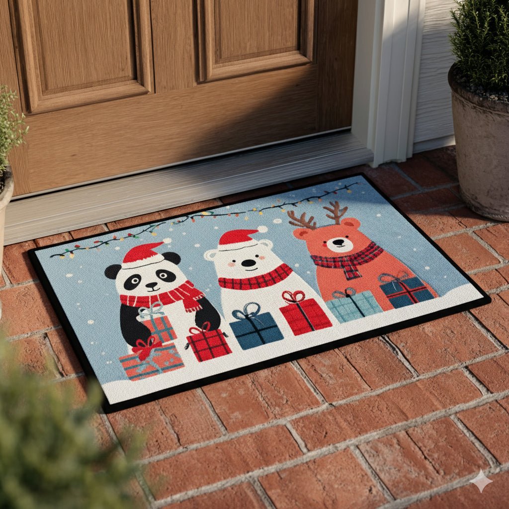 Charming Bear Trio Doormat - Cute Animal Design | Printed Welcome Doormat