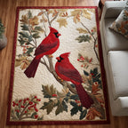 Charming Cardinals area rug in a living room