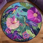 Charming Hummingbird Day Round Mat Rug - washable non-slip printed rug