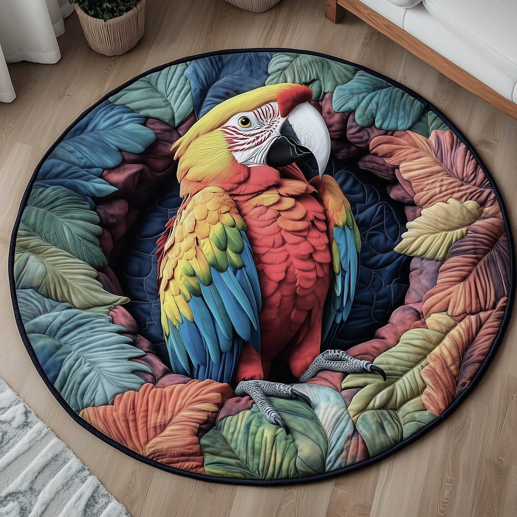 Charming Parrot Round Mat Rug - Nature Design | Serene Home Decor