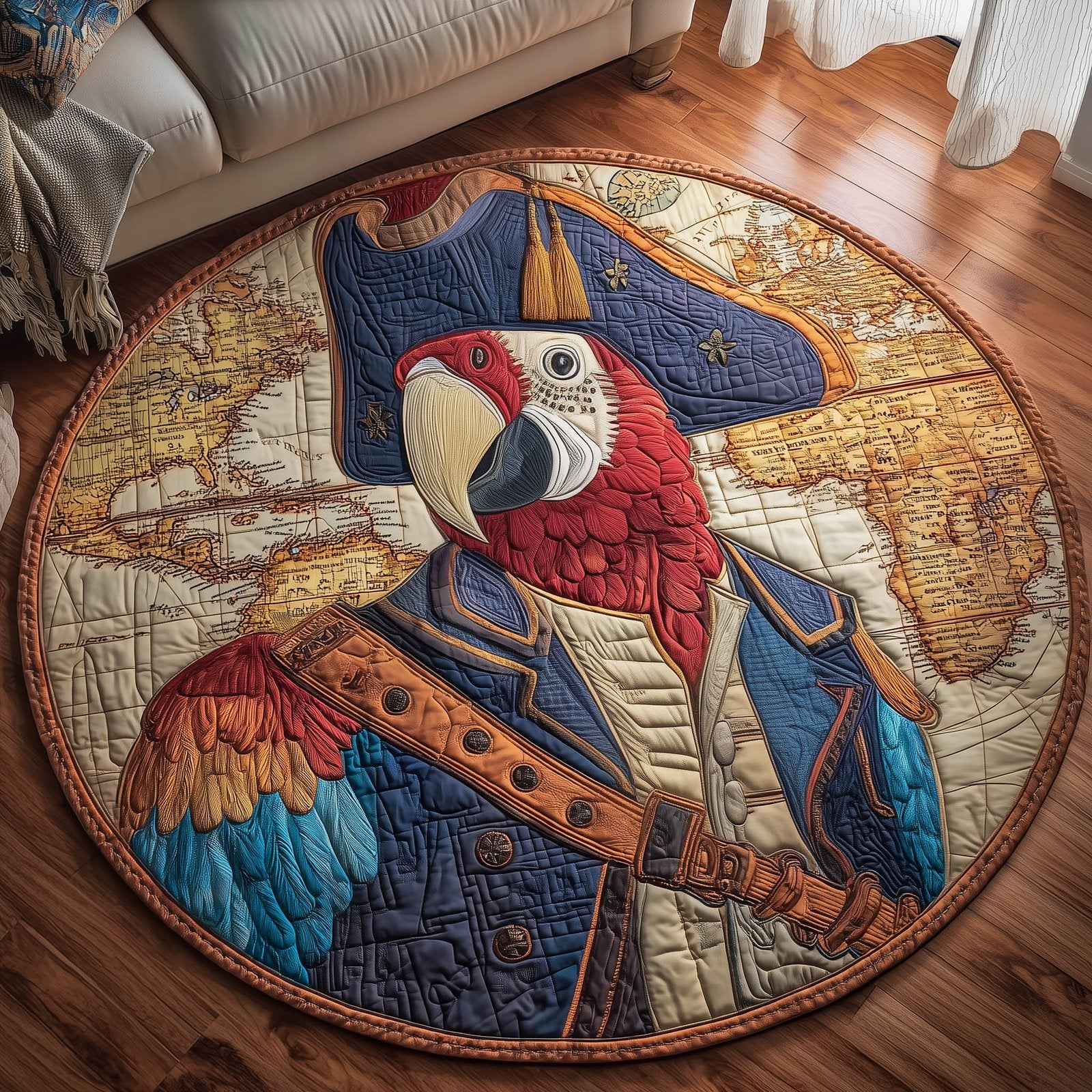 Charming Parrot Round Mat Rug - Nature Design | Serene Home Decor