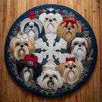 Charming Shih Tzu Round Mat Rug - washable non-slip printed rug