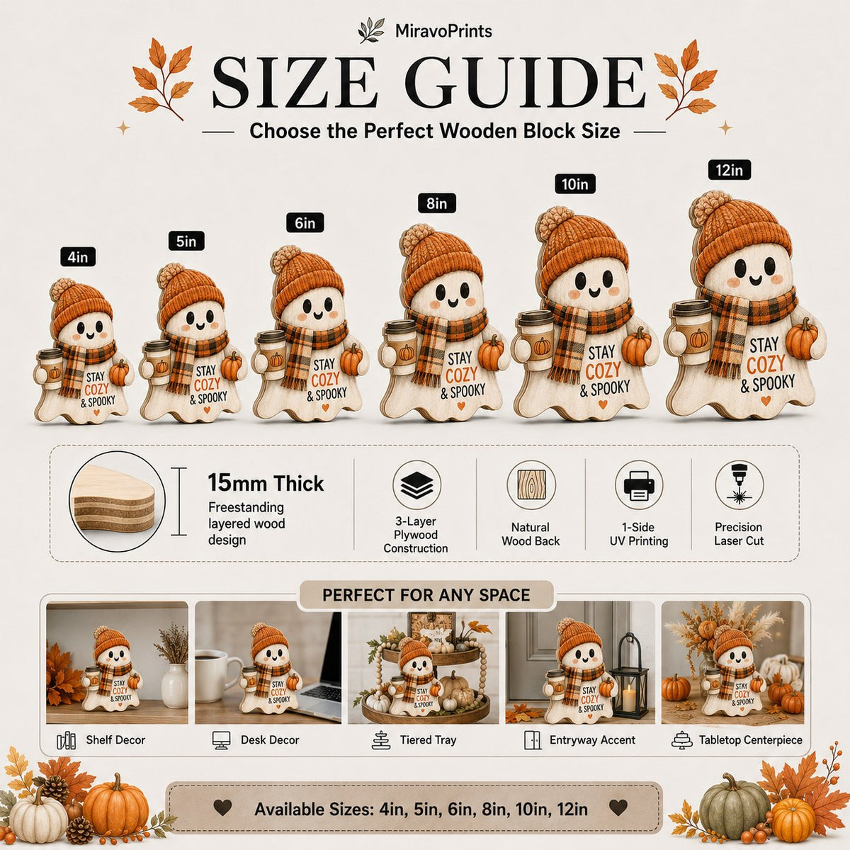 Size guide: 4, 5, 6, 8, 10 and 12 inch options