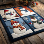 Checker Snowman Blocks area rug in a living room