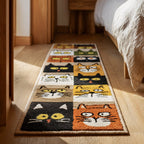 Cheerful Cat Faces Runner Carpet Runner Rug - Cute Pet Design | Animal Printed Runner Rug
