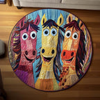 Cheerful Colts Round Mat Rug - washable non-slip printed rug