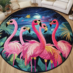 Cheerful Flamingo Round Mat Rug - Nature Design | Serene Home Decor