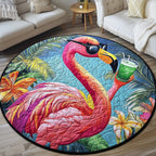 Cheerful Flamingo Round Mat Rug - Nature Design | Serene Home Decor