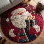 Cheerful Santa Claus Christmas Round Mat Rug - washable non-slip printed rug