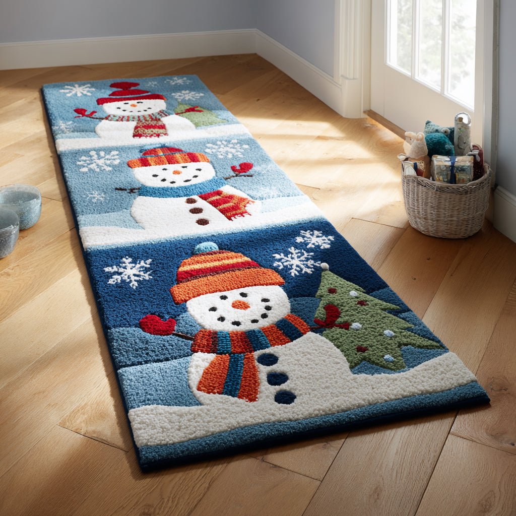 Cheery Snowman Runner Carpet Runner Rug - Cute Pet Design | Animal Printed Runner Rug