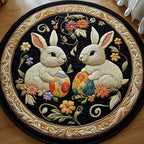 Cherished Bunny Couple Round Mat Rug - washable non-slip printed rug