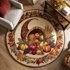 Chestnut Days Round Mat Rug - washable non-slip printed rug