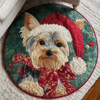 Chic Yorkie Round Mat Rug - washable non-slip printed rug