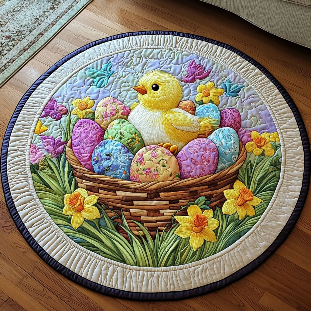 Chick Nest Round Mat Rug - washable non-slip printed rug