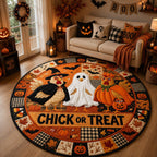 Chick Or Treat Round Mat Rug - washable non-slip printed rug