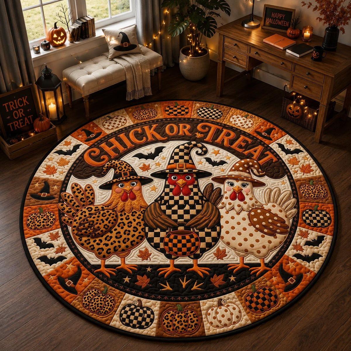 Chick Or Treat Round Mat Rug - Nature Design | Serene Home Decor