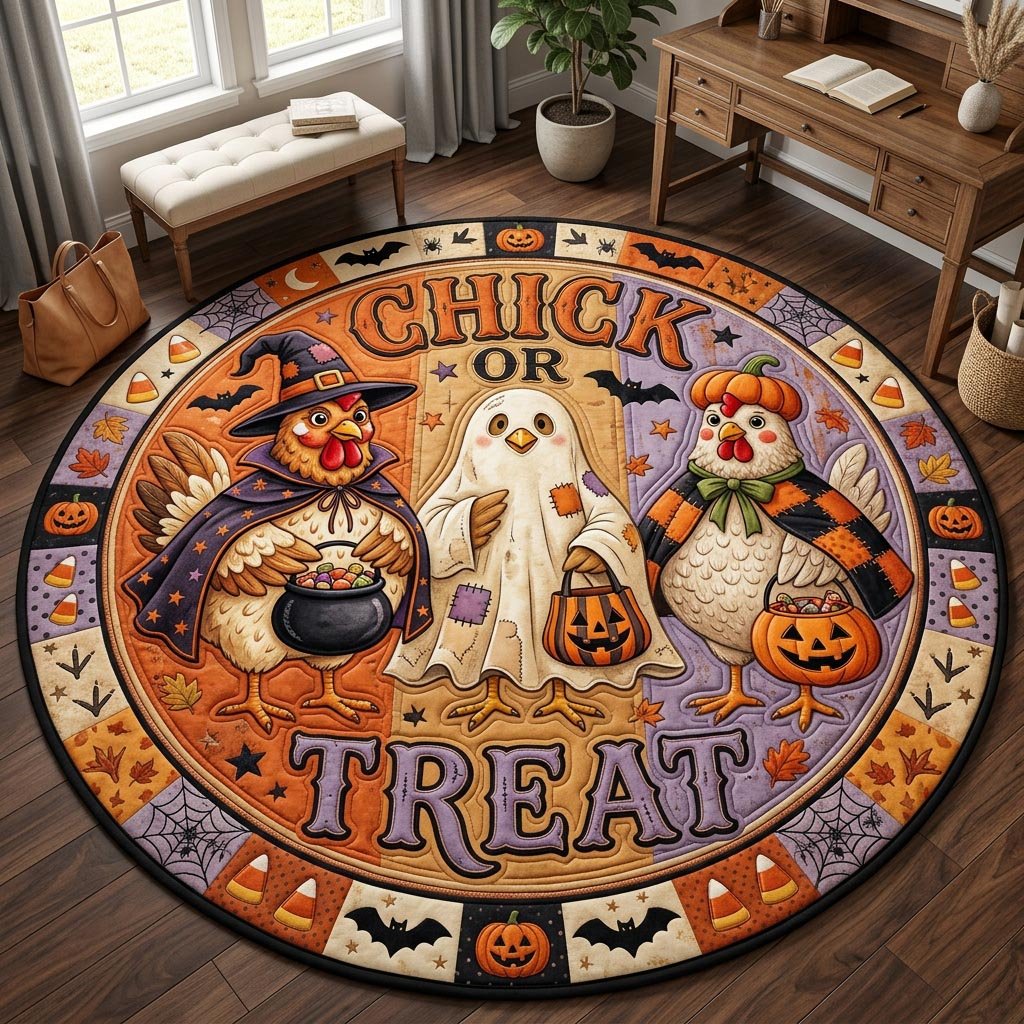 Chick Or Treat Round Mat Rug - Nature Design | Serene Home Decor