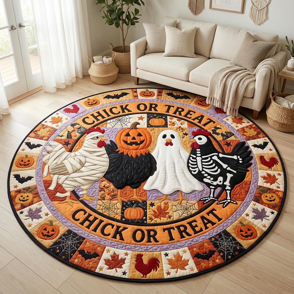 Chick Or Treat Round Mat Rug - Nature Design | Serene Home Decor