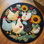 Chicken Cozy Round Mat Rug - washable non-slip printed rug