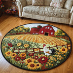 Chicken Farm Round Mat Rug - washable non-slip printed rug