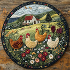 Chicken Feathers Round Mat Rug - washable non-slip printed rug
