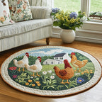 Chicken Hatch Round Mat Rug - washable non-slip printed rug