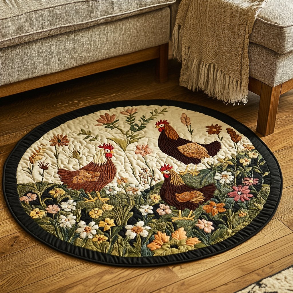 Chicken Nest Round Mat Rug - washable non-slip printed rug