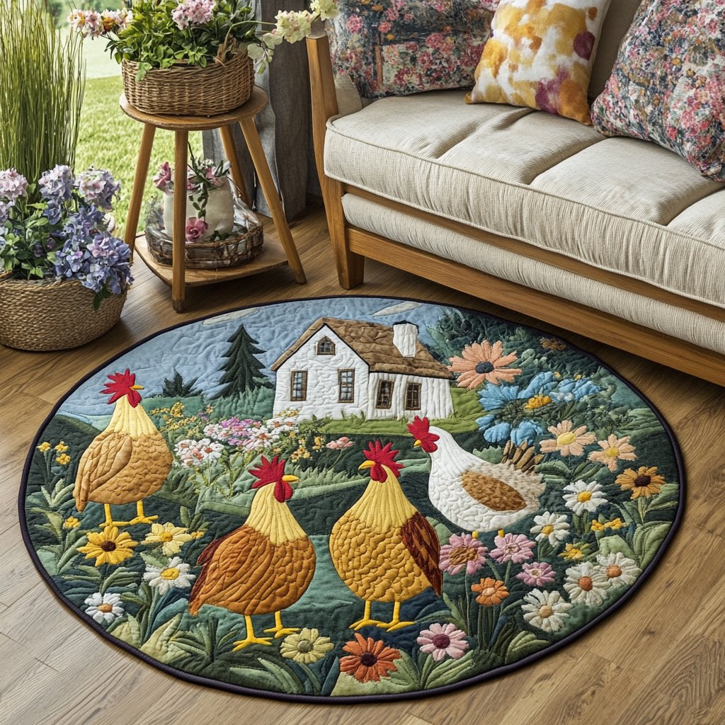 Chicken Roost Round Mat Rug - Nature Design | Serene Home Decor