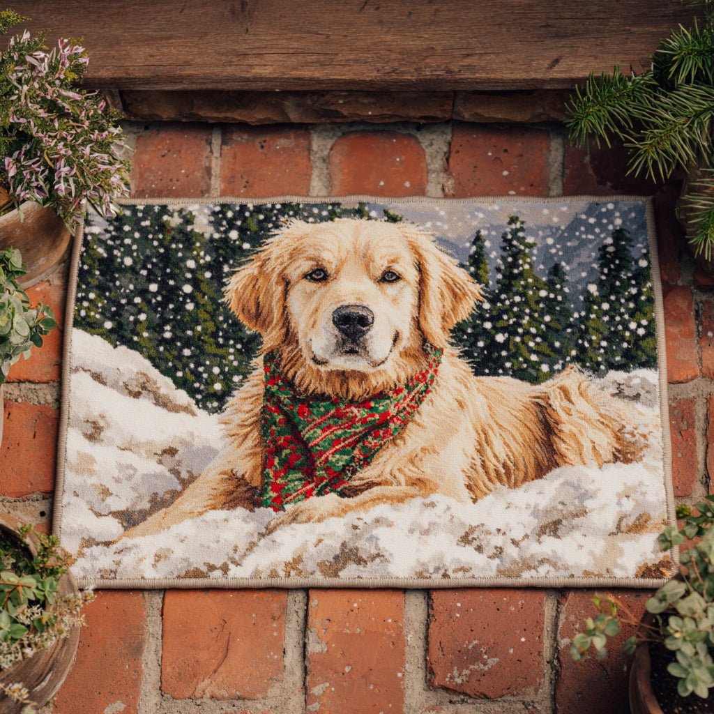 Chilly Golden Retriever Doormat - Cute Animal Design | Printed Welcome Doormat
