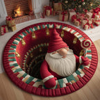 Chimney Gnome Round Mat Rug - washable non-slip printed rug