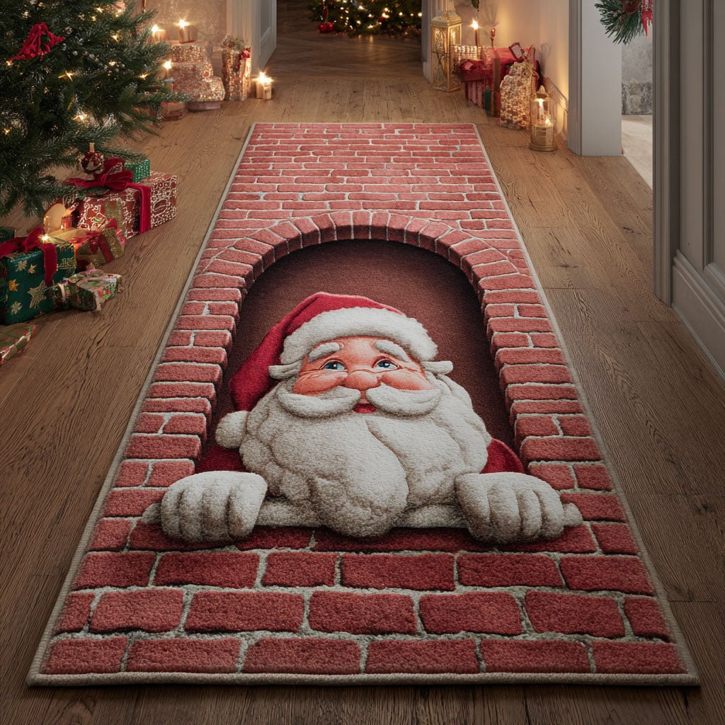 Chimney Santa Runner Carpet Runner Rug - Cute Pet Design | Animal Printed Runner Rug