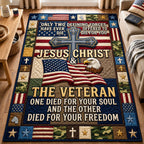 Christ And Veteran area rug in a living room