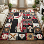 Christian Baseball area rug in a living room