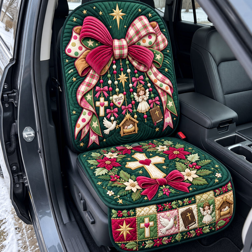 Christian Charms Bow quilted car seat protector