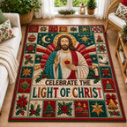 Christian Christmas Faith area rug in a living room