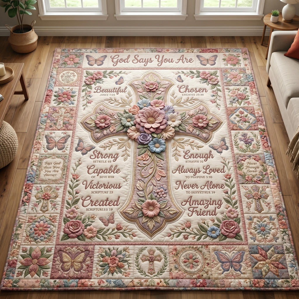 Christian Faith area rug in a living room