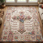 Christian Faith area rug in a living room