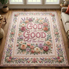 Christian Faith area rug in a living room