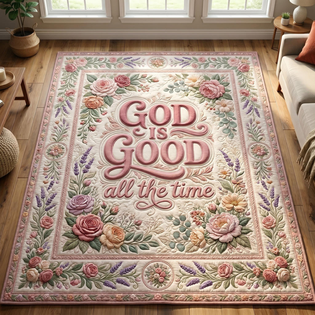 Christian Faith area rug in a living room