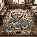 Christian Hunting area rug in a living room