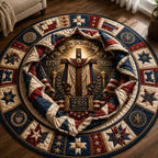 Christian Patriotic Faith Round Mat Rug - washable non-slip printed rug