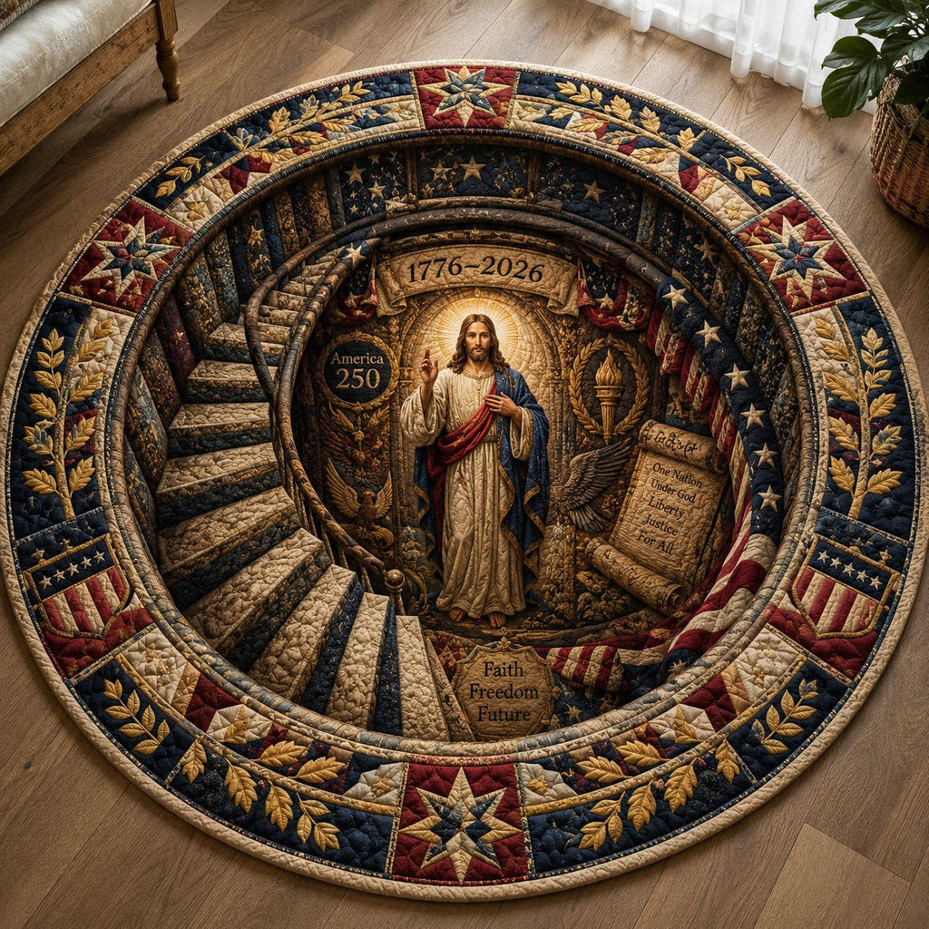 Christian Patriotic Sacred Tunnel Round Mat Rug - Nature Design | Serene Home Decor