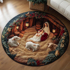 Christian Round Mat Rug - washable non-slip printed rug