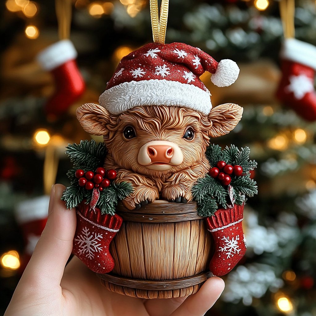 Christmas Cow Cuddles Christmas Ornament